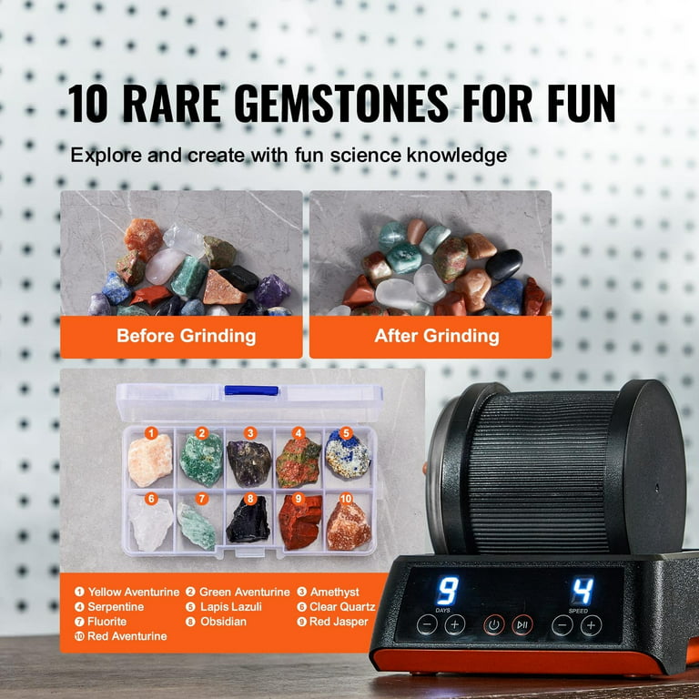 BENTISM Rock Tumbler Kit, Hobby Edition Includes Rough Gemstones