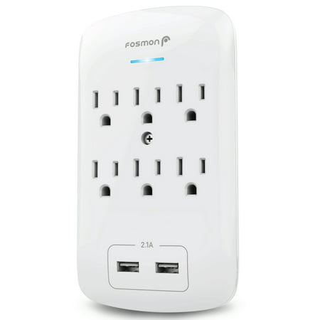 6 Outlet Wall Adapter Tap With Usb Charger Fosmon 3 Prong Wall