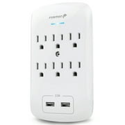 Fosmon [ETL LISTED] 6 Outlet Wall Adapter with USB, Wall Tap Surge Protector with 2.1A 2 USB Port Charger- White
