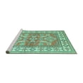 thumbnail image 2 of Ahgly Company Machine Washable Indoor Square Geometric Turquoise Blue Traditional Area Rugs, 8' Square, 2 of 4