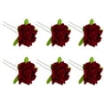 thumbnail image 4 of 6pcs Delicate U Shaped Hair Clips with Simulation Rose for Bride Hair Forks, 4 of 6