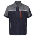 thumbnail image 5 of HULIJA Men's Short Sleeve Mechanic Labor Work Shirt Front Zip Industrial Uniform Workshop Factory Gray&Navy Blue 165/M, 5 of 7