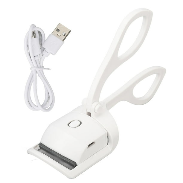Rizador de pestañas eléctrico tipo C, recargable, 2 modos de calentamiento, portátil, de mano, color blanco
