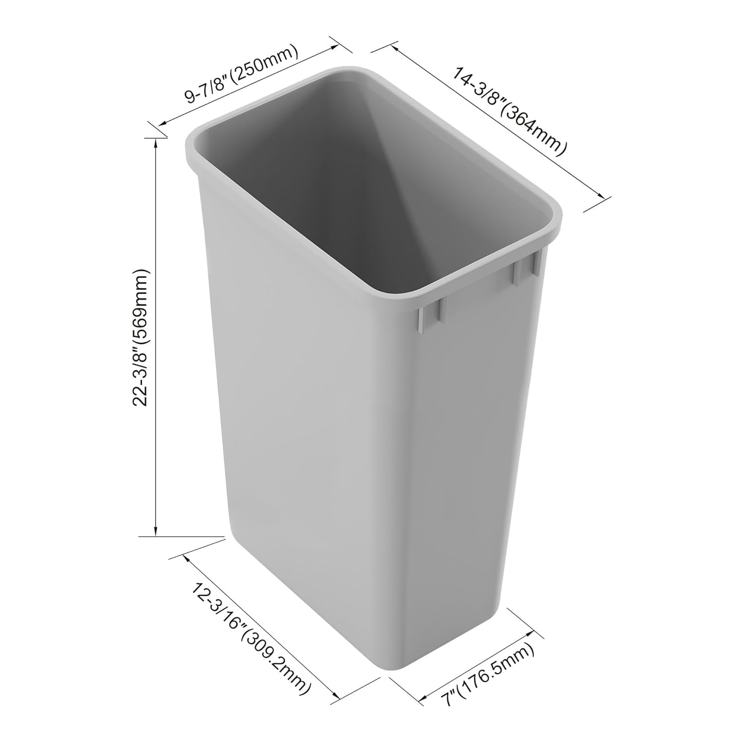 FeGe Dowell 50Qt Wastebasket Trash Can Garbage Container, for Home/Kitchen/Office, Grey - (Can Only) 1PC