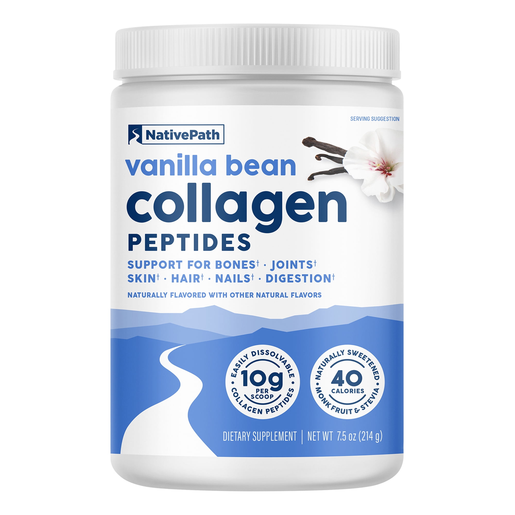 NativePath Collagen Peptides Protein Powder Vanilla Bean, Hydrolyzed Grass-Fed Type 1 & 3, Beauty & Joint, 20 Servings
