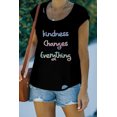 thumbnail image 2 of ABPHQTO Camiseta sin mangas con gráfico rasgado y estampado de letras brillantes degradadas negras para mujer, 2 of 5