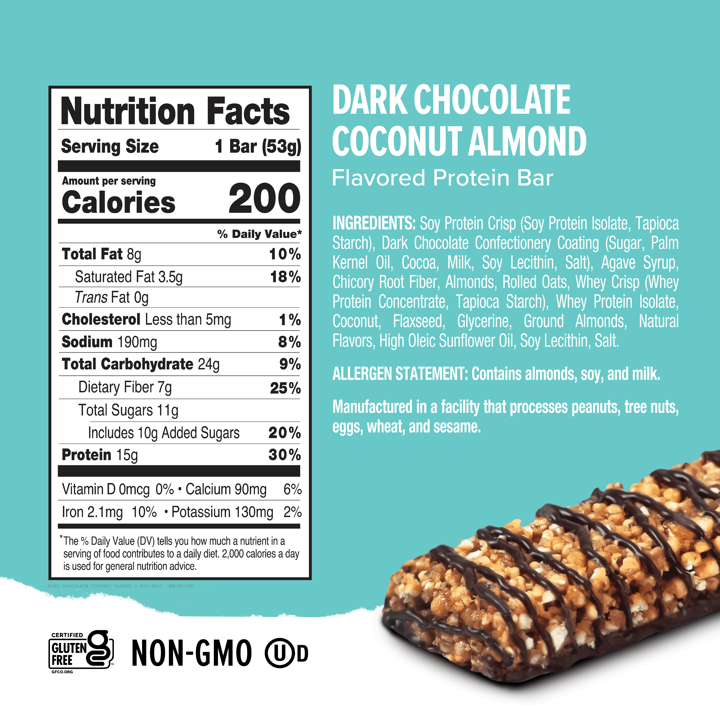 (6 pack) Ready Nutrition Dark Chocolate Coconut Almond Protein Bar Box