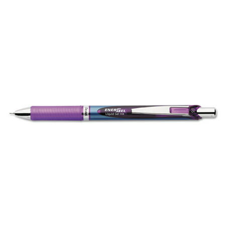 Pentel Energel Rtx Retractable Liquid Gel Pen, .5mm, Silver/violet Barrel, Violet