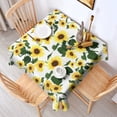 thumbnail image 2 of White Green Leaf Sunflower Pattern Square Tablecloth,Waterproof Square Table Cover,Wipeable Spillproof Washable Table Cover for Home Kitchen Party Decor 52"x52"(132x132cm), 2 of 6