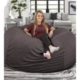 thumbnail image 1 of Ultimate Sack 6000 6-Foot Bean Bag Chair with Footstool Set, Grey Suede Cover, 1 of 6