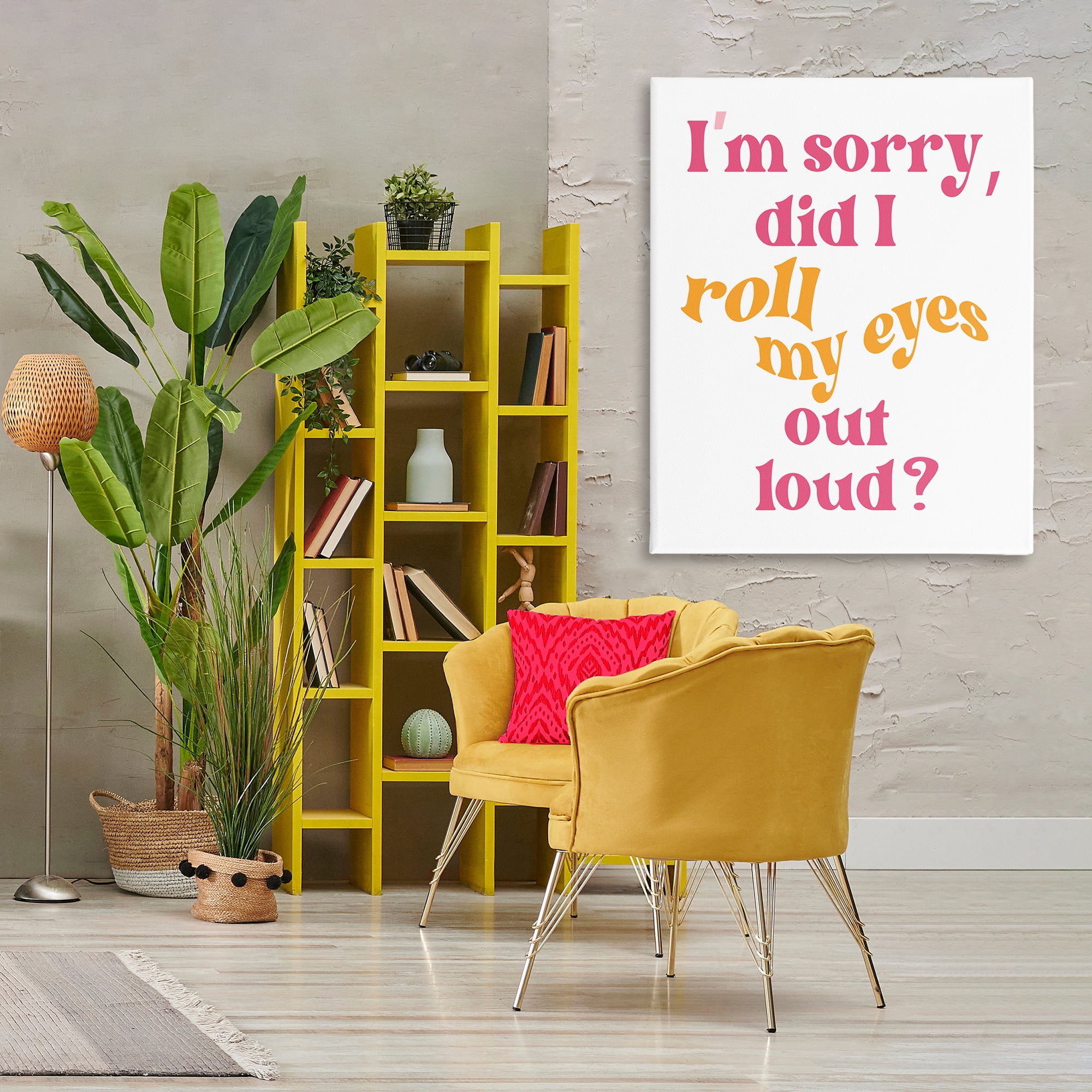 Stupell Industries Roll My Eyes Out Loud Typography Painting Gallery Wrapped Canvas Art Print Wall Art, 36 x 48