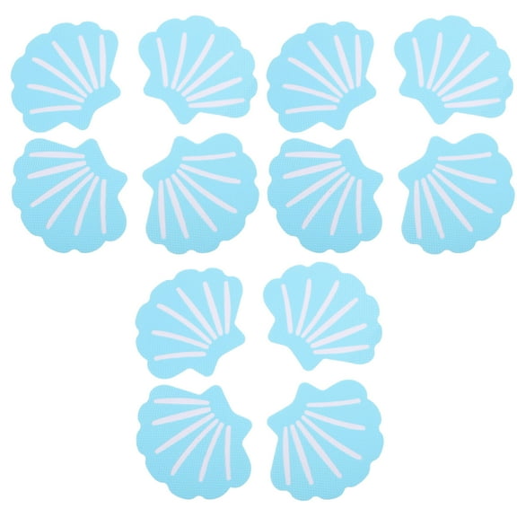 BESTOYARD 12Pcs Non Skid Bathtub Stickers Blue Shell Shape PEVA Slip Resistance for Families
