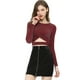 thumbnail image 2 of Disfraz de Navidad para mujer Allegra K con purpurina Twist Manga larga Recortada Slim Fit Borgoña M, 2 of 6
