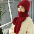 thumbnail image 3 of harmtty Ladies Winter Hat Women Warm Hat Women's Winter Hat Knitted Thick Solid Color Double layered Windproof Warm Soft Ear Elastic Anti slip Wine Red, 3 of 8
