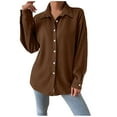 thumbnail image 1 of Besolor Button Down Tops for Women Casual Lapel Long Sleeve Shirts Loose Lightweight Solid Color Spring Blouse, 1 of 7