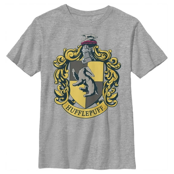 Boy's Harry Potter Hufflepuff Gold Crest Graphic Tee Athletic Heather Large