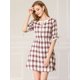 thumbnail image 3 of Allegra K Vestido A Cuadros Forrado Cuello Redondo De Cerradura Con Lazo Medias Mangas Para Mujeres borgo?a S Unique Bargains ajustado, 3 of 6