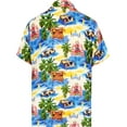 thumbnail image 2 of LA LEELA Men's Hawaiian Shirts Short Sleeve Button Down Shirt Men's Hawaii Shirts Boho Holiday Casual Summer Beach Shirts for Men Funny XL Hawaii Party, Blue, 2 of 5