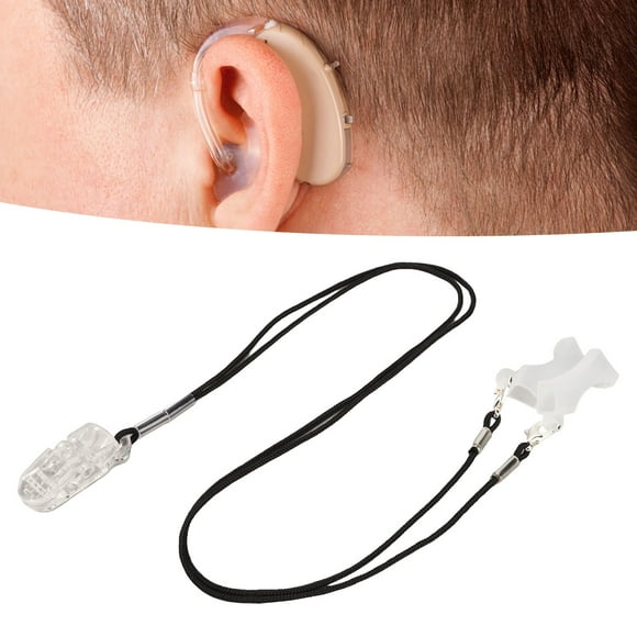 BTE Sound Aid ,Sound Aid Clip Protector, Transparent Clip Black Rope Fixation Transparent Sound Lanyard Clip Nylon Rope Anti Lost Holder For Various