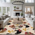 thumbnail image 3 of 8'x10' Area Rugs, Farmhouse Rooster Indoor Outdoor Area Rug for Living Room Bedroom, Vintage Watercolor Flowers Beige Washable Bathroom Rugs Kitchen Floor Carpet Mats Home Decor Aesthetic, 3 of 8