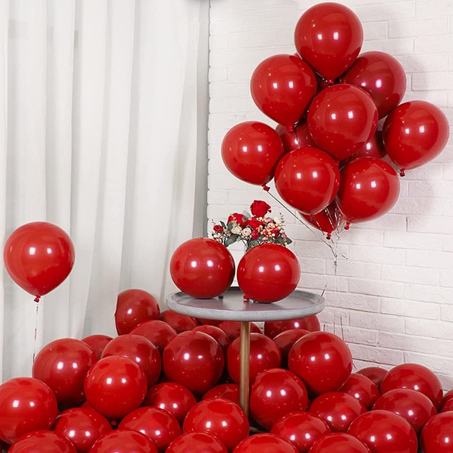 Globo rojo 50 Uds. Globos rojos de 12 pulgadas, globos de látex rojos para cumpleaños, compromiso, decoraciones para fiesta de boda, globos