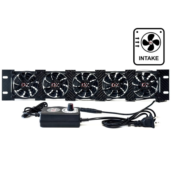 OZ-USA® 2U Rack Mount Cooling Intake Fan Panel – Carbon Fiber Frame, Quiet High-Airflow 19" Server, Network & AV Cabinet Cooler