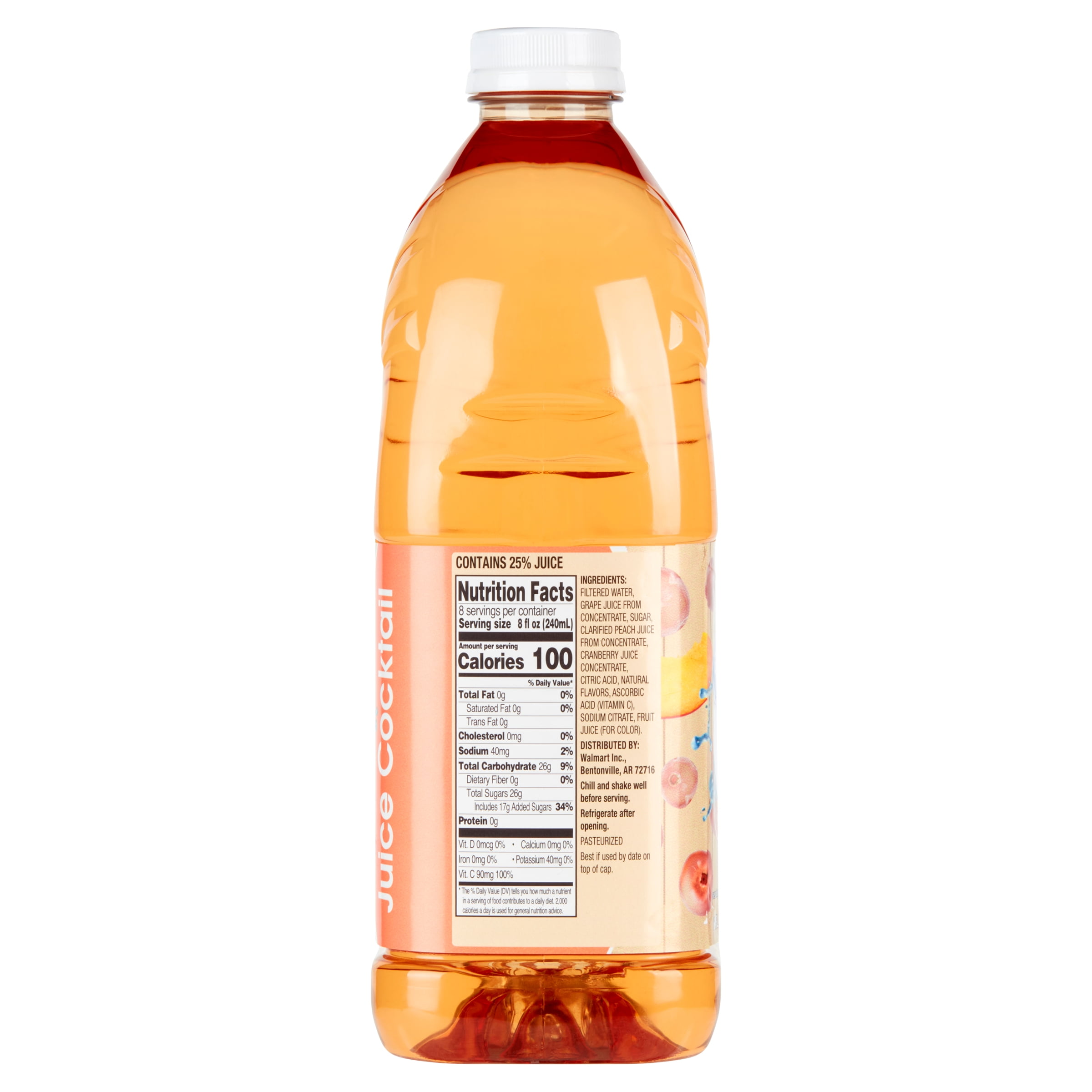 Great Value White Cranberry Peach Juice Cocktail, 64 fl oz