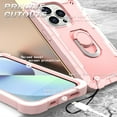 thumbnail image 5 of Dteck Case for iPhone 14 Pro 6.1-inch,Shockproof Rugged Rubber Armor 3-Layer Protection iPhone Case Hybrid Hard PC Back with Ring Holder Kickstand Cover, Rosegold, 5 of 7