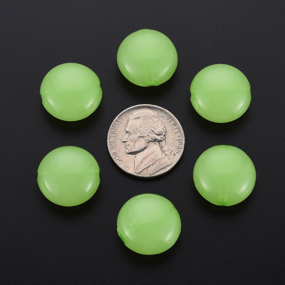 Imitation Jelly Acrylic Beads Flat Round Light Green 17x9.5mm Hole: 2mm 316pcs/500g