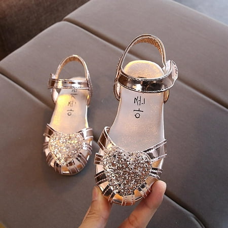 

Valentine s Day Shoes Deals Children Kids Girls Sandals Princess Heart Hollow Cut-outs Roman Beach Shoes Rose Gold Sandals For Kids Size 2 M