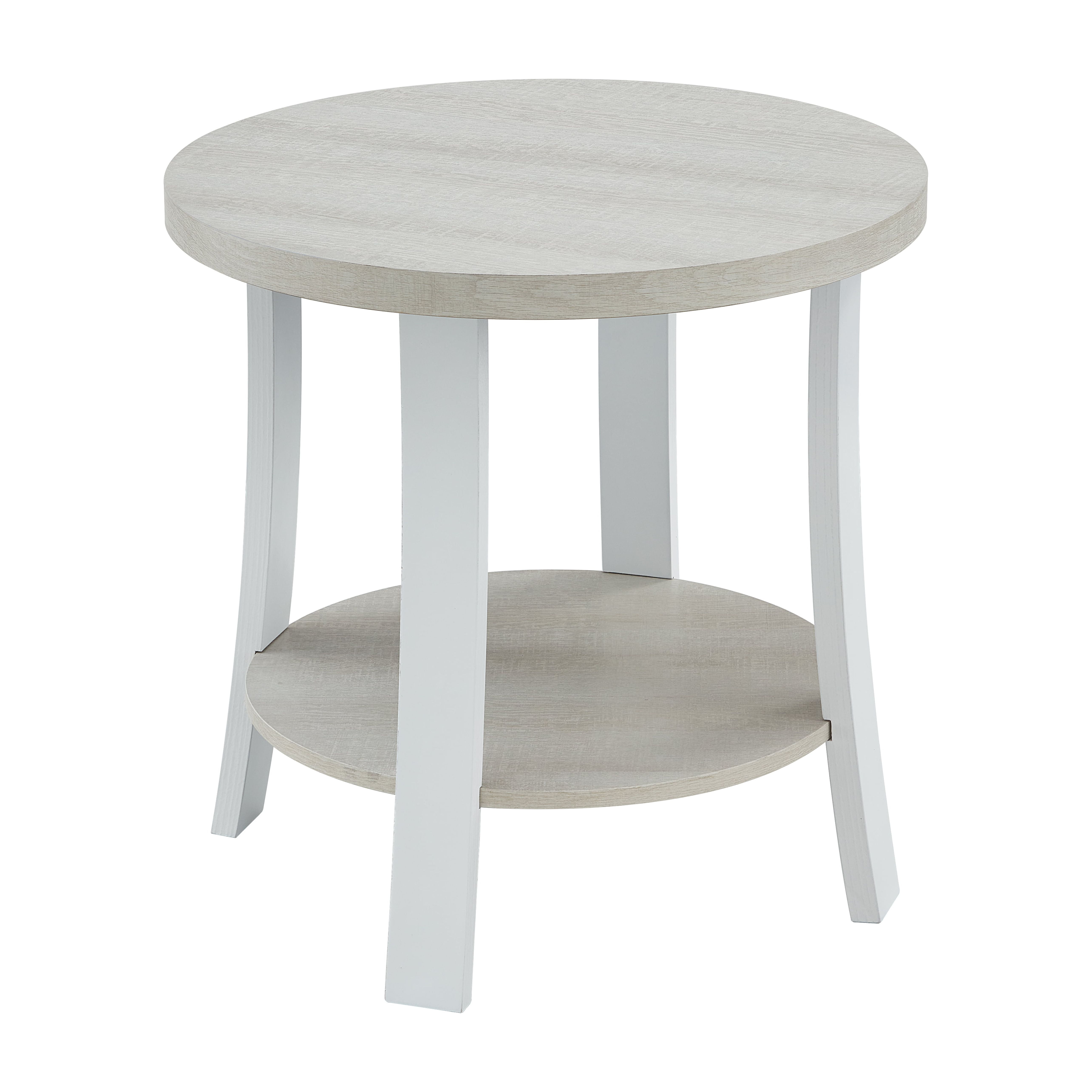 Roundhill Furniture Anze Living Room Contemporary Oval Wood Shelf 3-Piece Coffee Table Set in White Finish