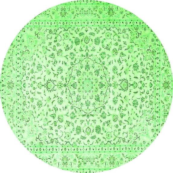 Ahgly Company Indoor Round Medallion Green Traditional Area Rugs, 5' Round