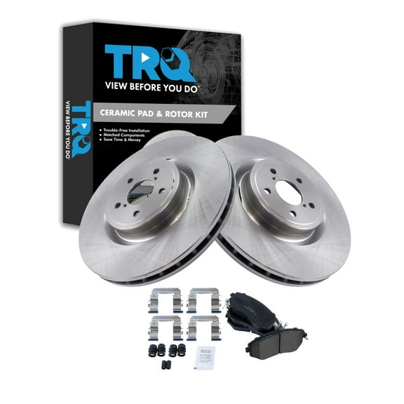 TRQ Front Brake Pad & Rotor Kit Brake Pads Brake Rotor Ceramic Fits Select 2017-2019 Subaru BRZ 2019 Toyota 86