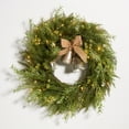 thumbnail image 3 of SAFAVIEH Faux 22 Inch Pine Led Wreath W/ Gold Bells, Green, 3 of 8