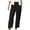 Black, variant on Women's Summer Casual Cotton Linen Pants Solid Color Elastic Waist Loose Fit Straight Leg Crop Pants Breathable Lightweight Beach Ankle Trousers with Pockets
