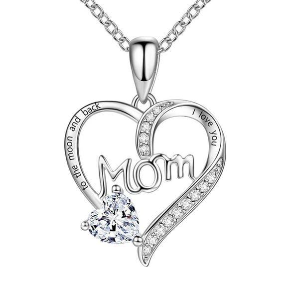 GHSOHS Necklaces for Women Rose Gold Necklaces for Women Choker Jewelry Chain Necklaces Mom Heart Engraved Diamonds Necklace Mother'S Day Gift Necklace Adornment Charm Beautiful Heart Moving Gift A