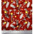 thumbnail image 1 of Soimoi Red Moss Georgette Fabric Dot & Soft Drinks Summer Designs Decor Fabric Printed Yard 42 Inch Wide, 1 of 3
