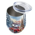 thumbnail image 3 of Santa is Coming Golden Retriever Merry Christmas Xmas Noel Truck Tree 12oz Stainless Steel Wine Tumbler Insulated Cup with Lid Goldens Dog Lover Gifts Idea - 02023, 3 of 5