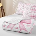 thumbnail image 4 of Erosebridal Teens Cute Love Heart Bowtie Twin Quilt Set,Girls Geometric Plaid Polka Dots Twin Coverlet Set, 4 of 7