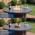thumbnail image 6 of Gotland 5-Piece Outdoor Patio Dining Set, 48 Inch Round Propane Fire Pit Table with 4 Fixed Rocking Chairs, All Weather Patio Conversation Furniture for Backyard Deck Garden, Gray, 6 of 7