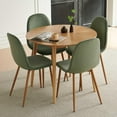 thumbnail image 6 of NORDICANA Small Dining Table Set for 4, Modern Round Dining Table with 4 Velvet Dining Chairs in Metal Legs, Easy Assembly for Compact Spaces - Green, 6 of 7