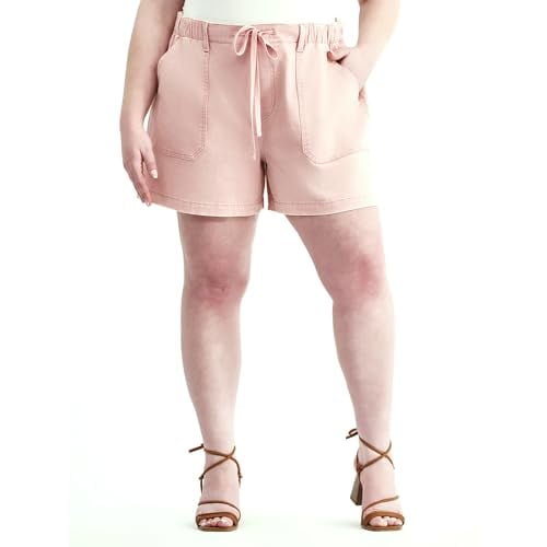 Women's Plus Size Pull On Denim Shorts, 5" Inseam, Dusty Rose, 4X