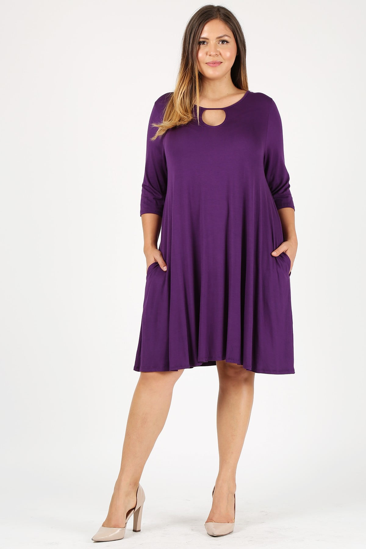 Sweet Lindsey Women's plus size dress with a relaxed fit keyhole