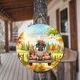 thumbnail image 3 of Hello Fall Autumn Dachshund Pumpkins Pickup Truck Round Wood Sign Wiener Dog Lover Gifts Idea Hanging Wall Home Decor - 13011, 3 of 5