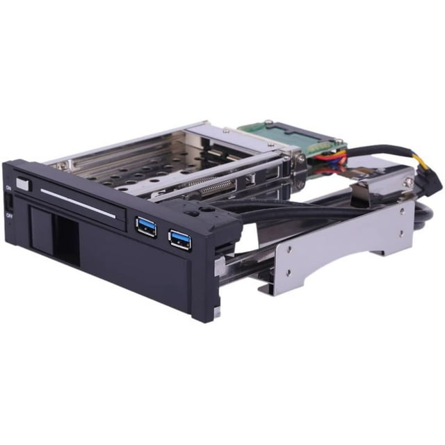 Hard Drive HDD & SSD Tray Caddy Internal Mobile Rack Enclosure Docking Station Dual Bay 3.5" + 2.5" Inch SATA III with USB 3.0 Port Hot Swap