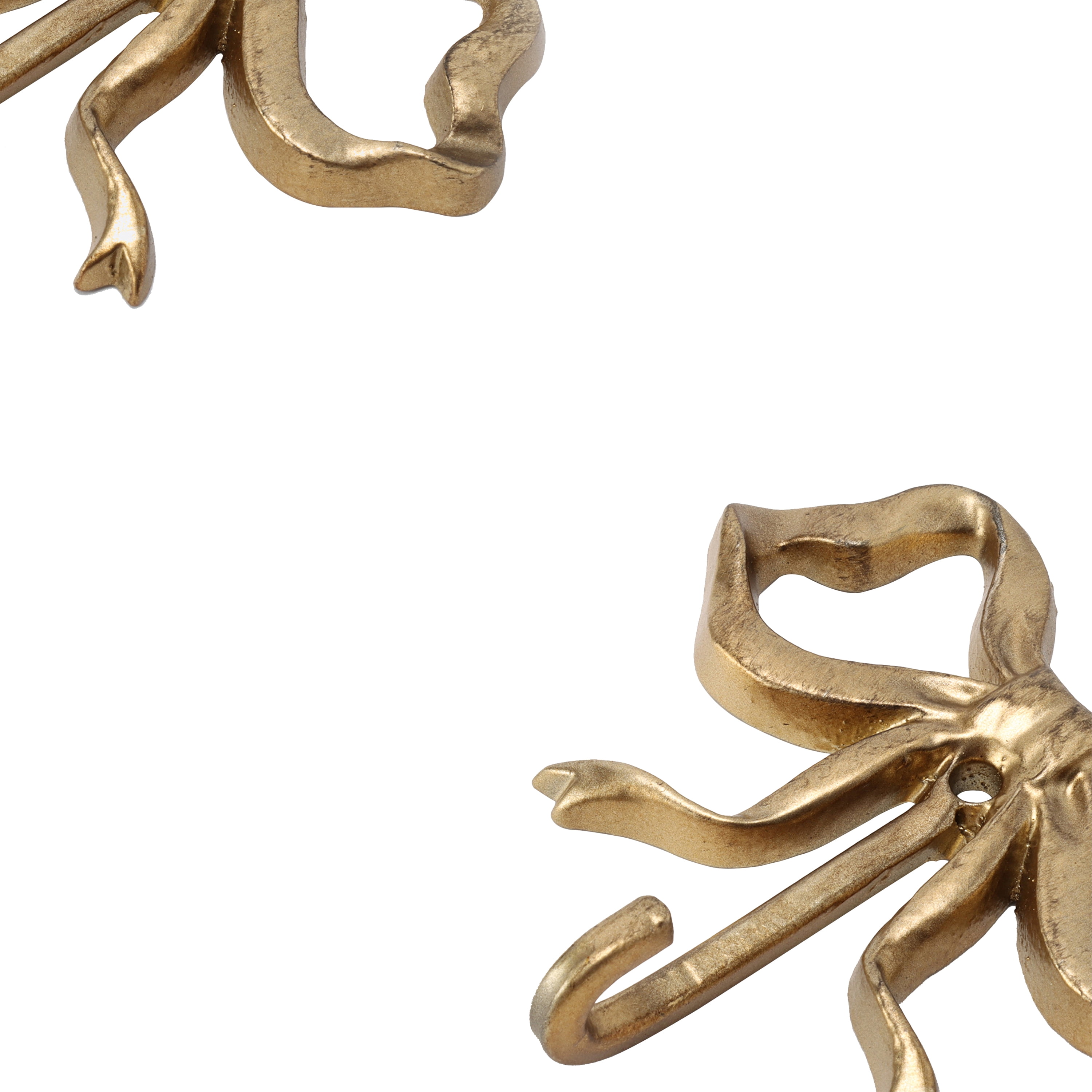 Home Decor Collection Sterling & Noble Home Gold Cast Iron Bow Design 3 PC Indoor Wall Hooks