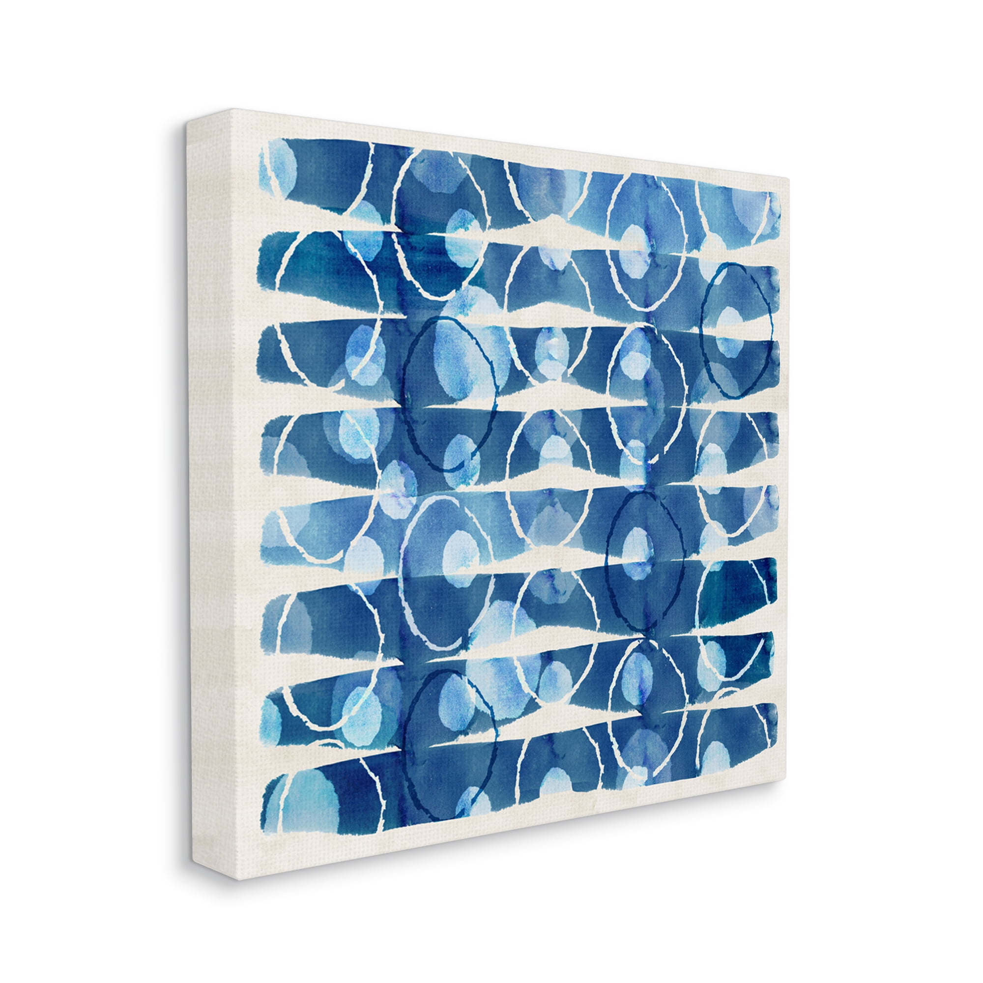 Stupell Industries Blue Patterned Watercolor Abstract Painting Gallery Wrapped Canvas Art Print Wall Art, 17 x 17