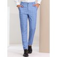 thumbnail image 2 of Pantalonescuadros de vestir pahombre, ajustados, con parte delanteplana, estampados,cuadros de negocios Azul XL, 2 of 6