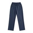 thumbnail image 3 of Men's Casual Pants Drawstring Elastic Waist Chino Pants Straight Leg Slacks Cotton Twill Trousers with Pockets,twill chino pants Blue XXXL, 3 of 7