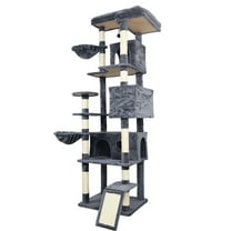 84 in dark gray cat tree tower with large condo sisal scratching post big hammock and top platform
